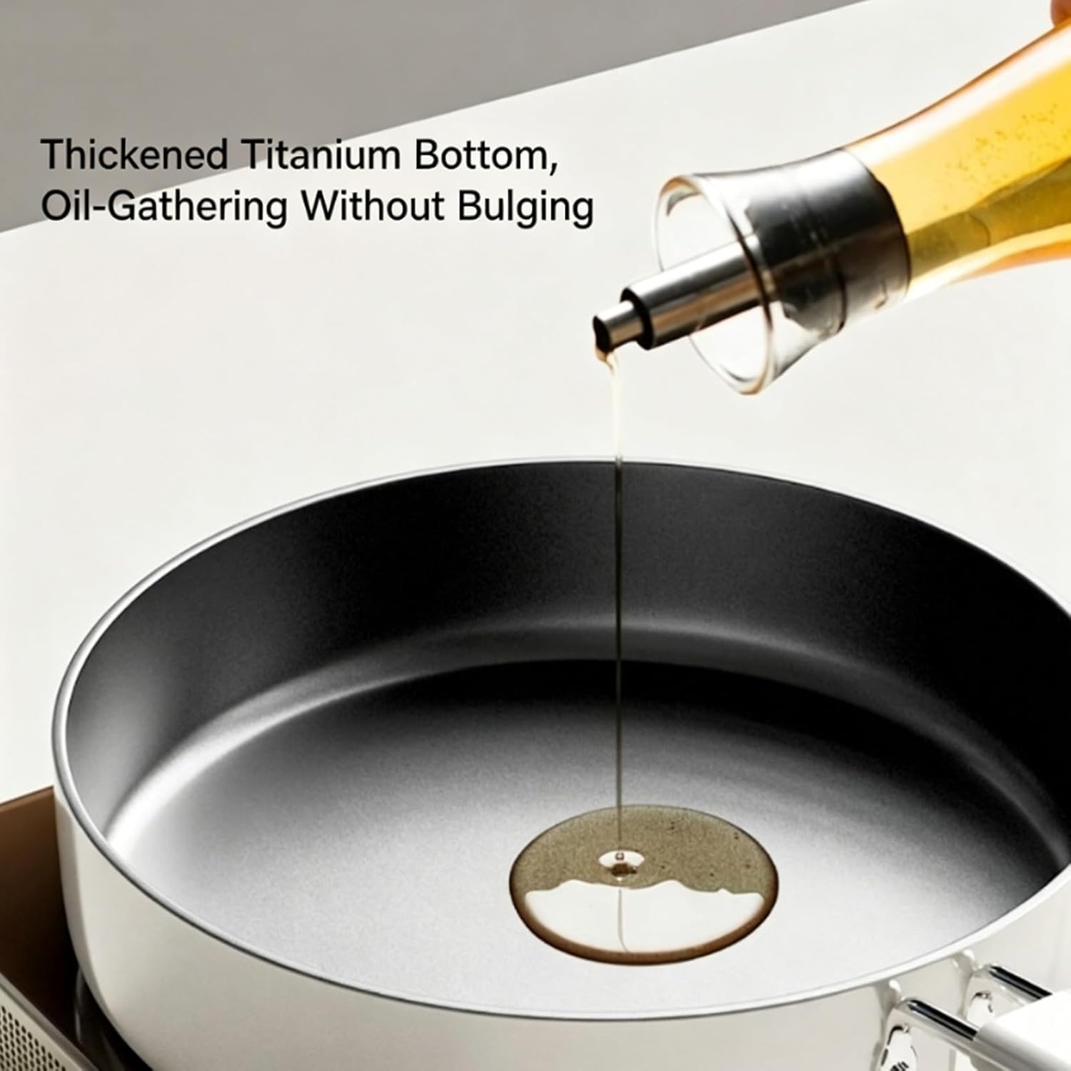 Ceramic Frying Pan With Lid, Titanium Frying Pan, Non Stick Frying Pans Ultra-Durable, Scratch-Resistant, Even Heating, All Cooktops,9.44 in