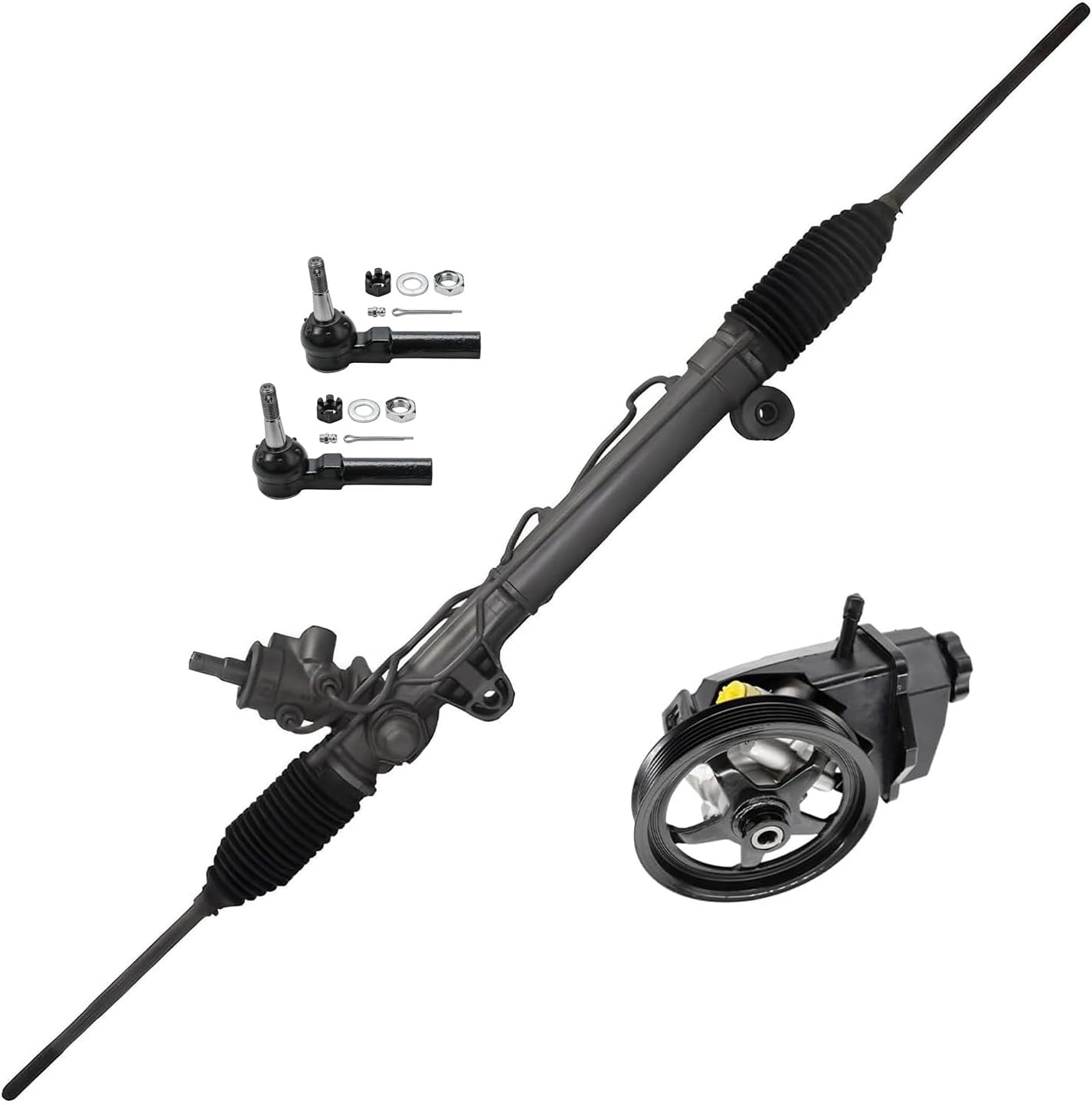 Detroit Axle - Rack and Pinion Kit for 2006-2011 Chevrolet Impala 2006-2007 Monte Carlo, Rack and Pinion Power Steering Pump with Pulley and Reservoir Outer Tie Rods Replacement