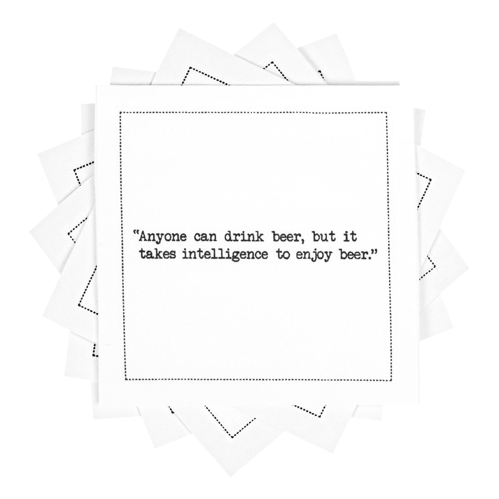 Five Star Funny Beer Quotes | White Cotton Cocktail Napkins | 50 Luxury Disposable Beverage Napkins