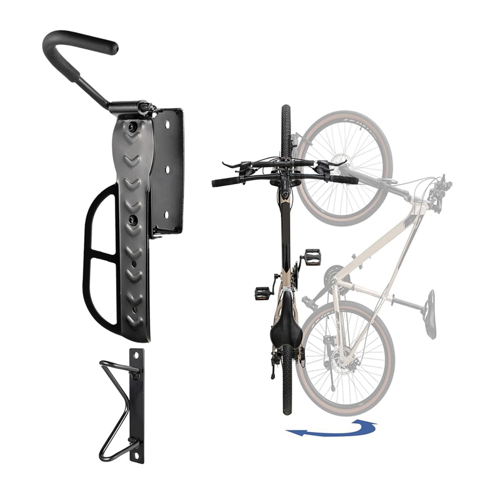 Lot de 3 supports muraux pivotants pour vélo - Pour garage - Porte-vélos vertical