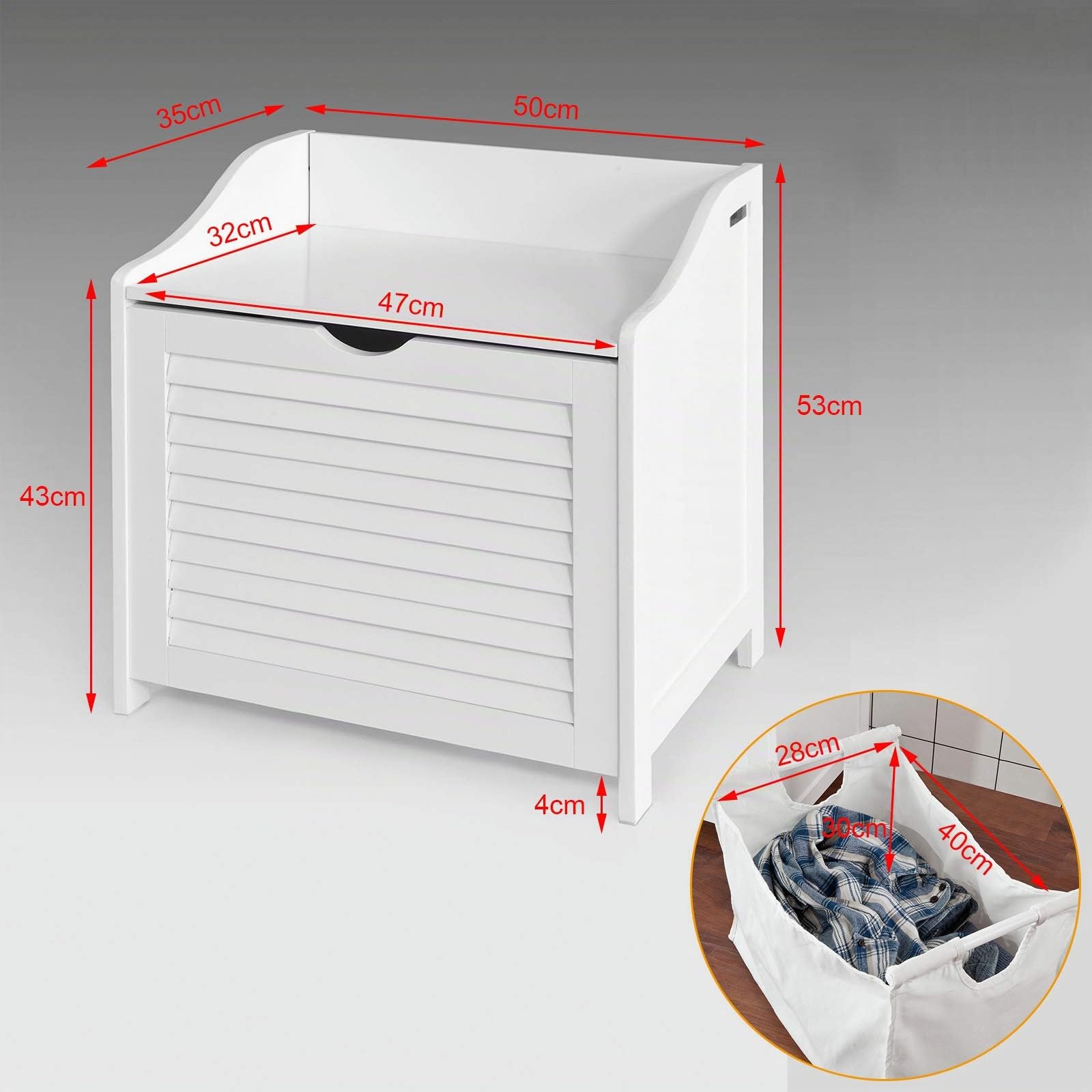 SoBuy Schuhbank mit Sitzfläche & Wäschesack 50x53x35cm für Flur