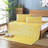  Summer Cooling Sleeping Pad Bamboo Mat,Plegable, Transpirable, Smooth Mahjong Mat,Bedding Cool Pad Cooling Bed,Air Conditioning Mat,para Dormitorio de Estudiantes,Gold (180x220cm(7
