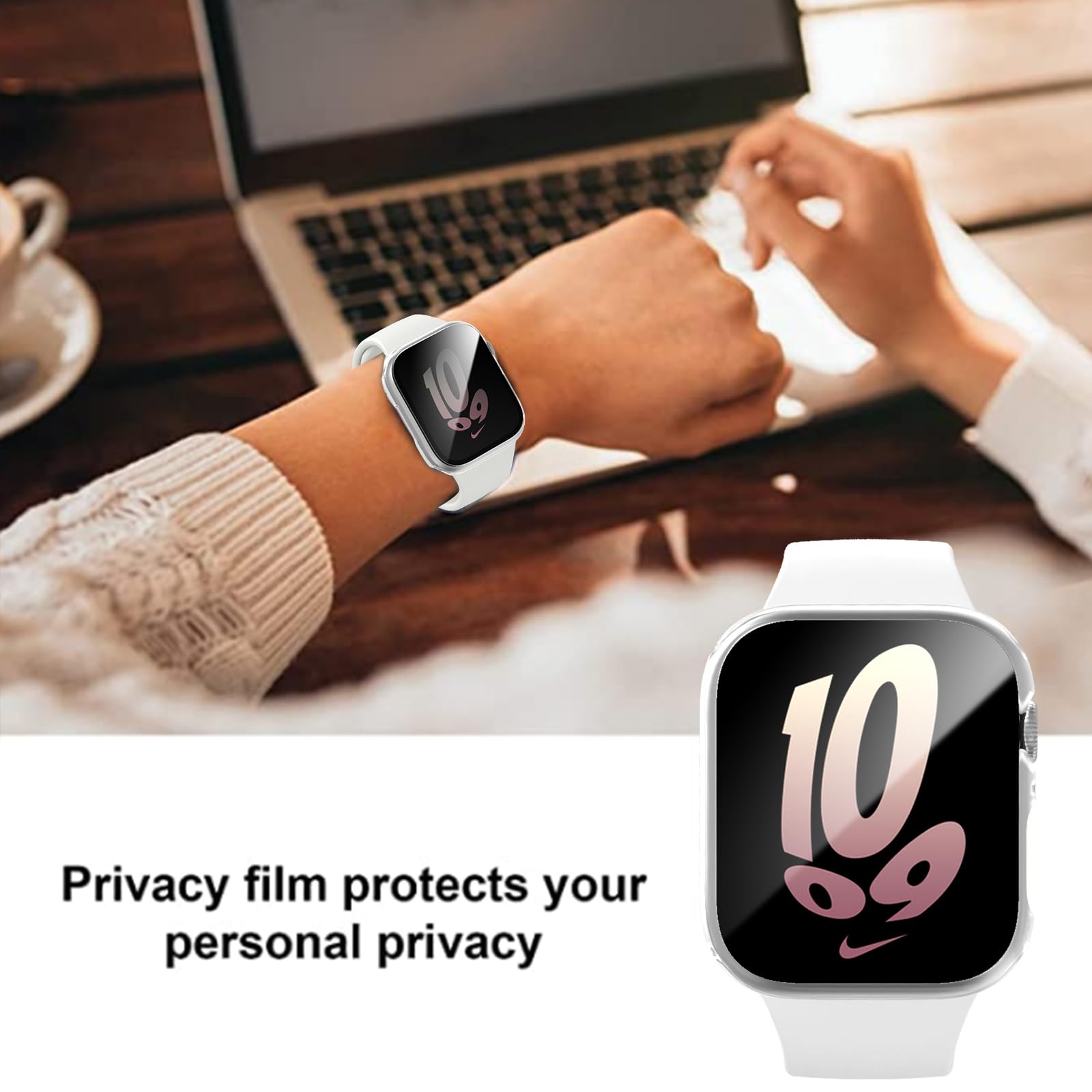 Etui ochronne na ekran do Apple Watch SE 2022 Series 6, 5, 4 SE, 44 mm, Unti-SPy, szklana osłona, twarda osłona z PC, osłona do iWatch Se 6, 5, 4, 44 mm, akcesoria, przezroczyste/przezroczyste
