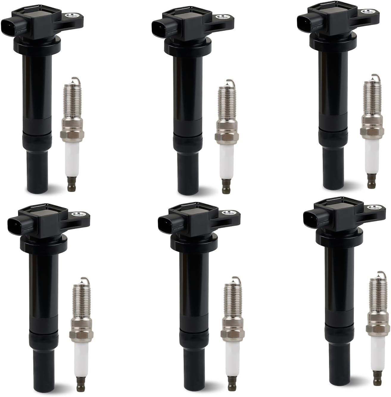 6PCS Ignition Coil Pack and Spark Plug Compatible with Hyundai Santa Fe 2007 2008 2009, Kia Rondo 2007-2011, Optima 2006-2010, Magentis 2007-2010 Replacement for UF558 273013E40 V6 2.4L 2.7L