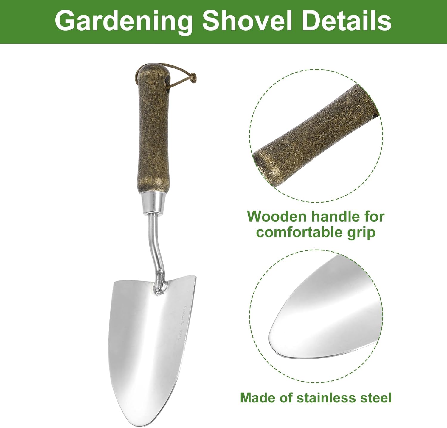 HARFINGTON 4pcs Garden Hand Shovels 13.2 x 3.35 Stainless Steel Transplanting Trowel with Wooden Handle Garden Tools for Gardening Weeding Planting