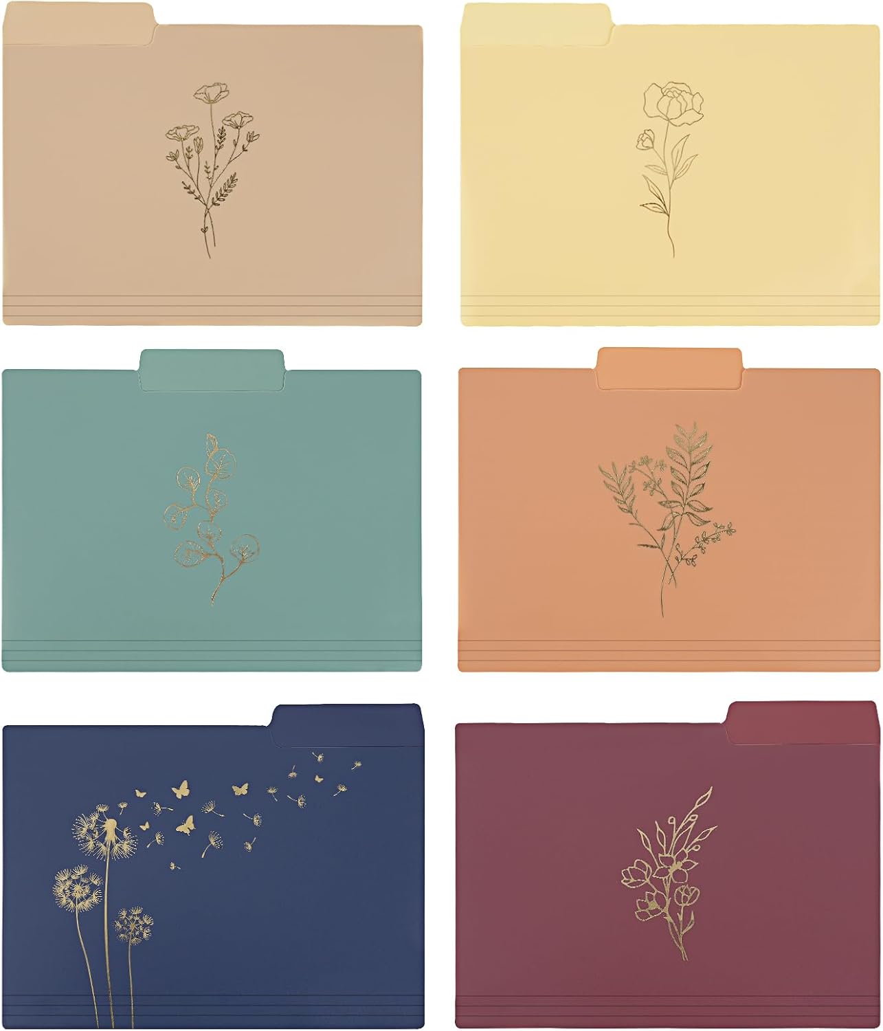EOOUT 18 Pack Decorative File Folders Plastic Floral Colored Folders with Gold Foil Vintage 8.6 x 11.6 Inch 1/3 Cut Tab Letter Size for Office School Home image 3