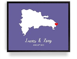 [SF Customizables] Custom Dominican Republic Love Map Destination Wedding Honeymoon at The Beach Punta Cana [Framed Poster]