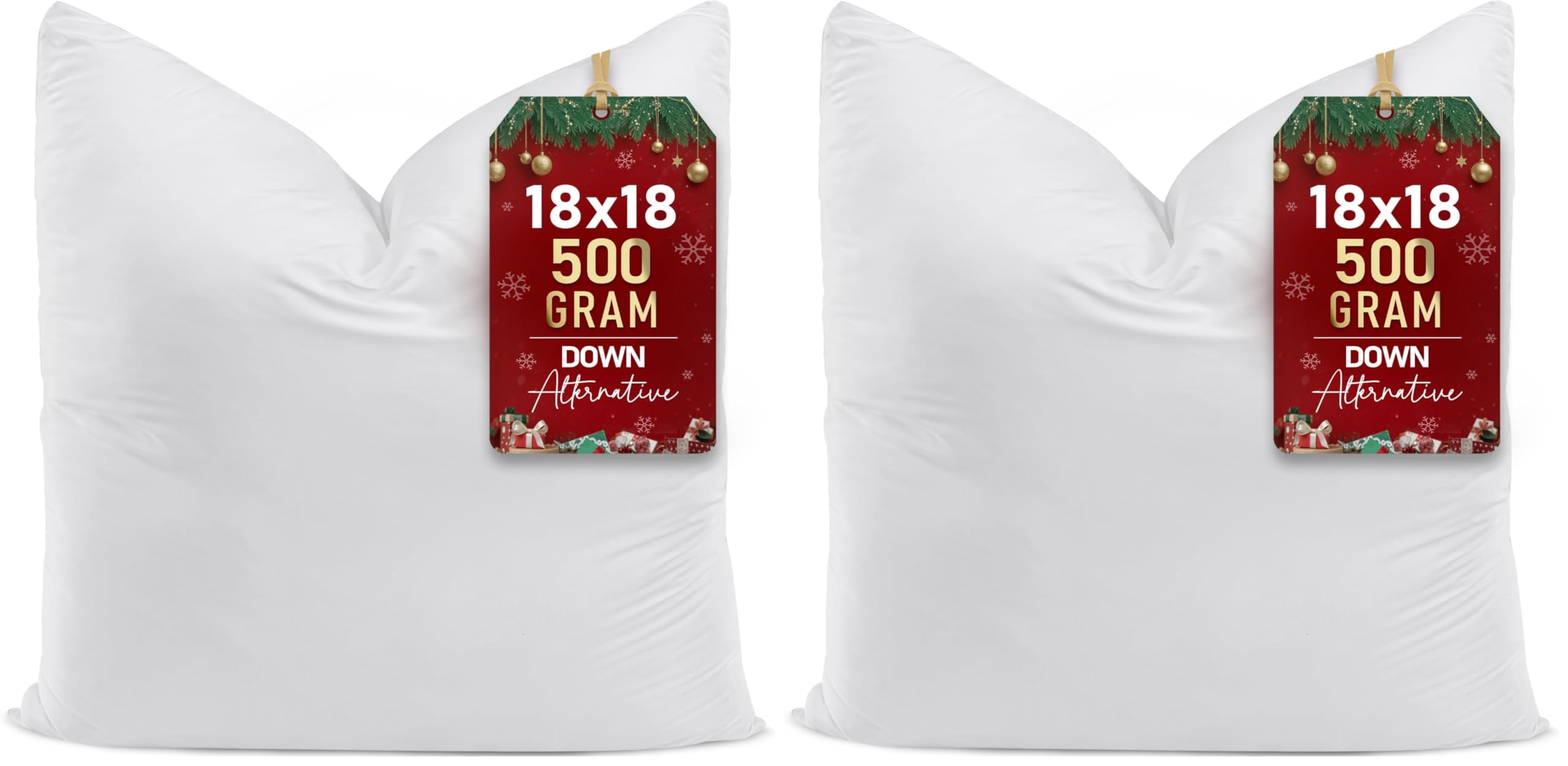 Bedding Throw Pillows (Set of 1, White) – 18 x 18 Inches Down Alternative Pillows for Bed, Sofa, and Couch - Fluffy Decorative Stuffer Pillow for Indoors & Outdoors (Pack of 2)