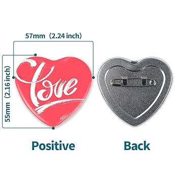 Amazon.com: Happizza Heart-Shaped 2.24 inch/57mm Button