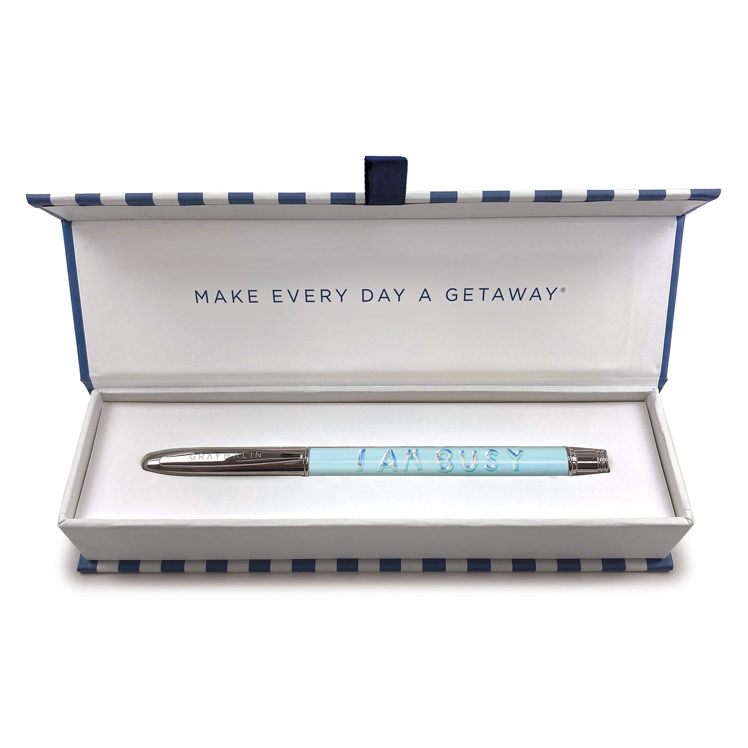 Galison Gray Malin I Am Busy Boxed Pen - Includes One Black Ink Ballpoint Pen and Hinged Gift Box