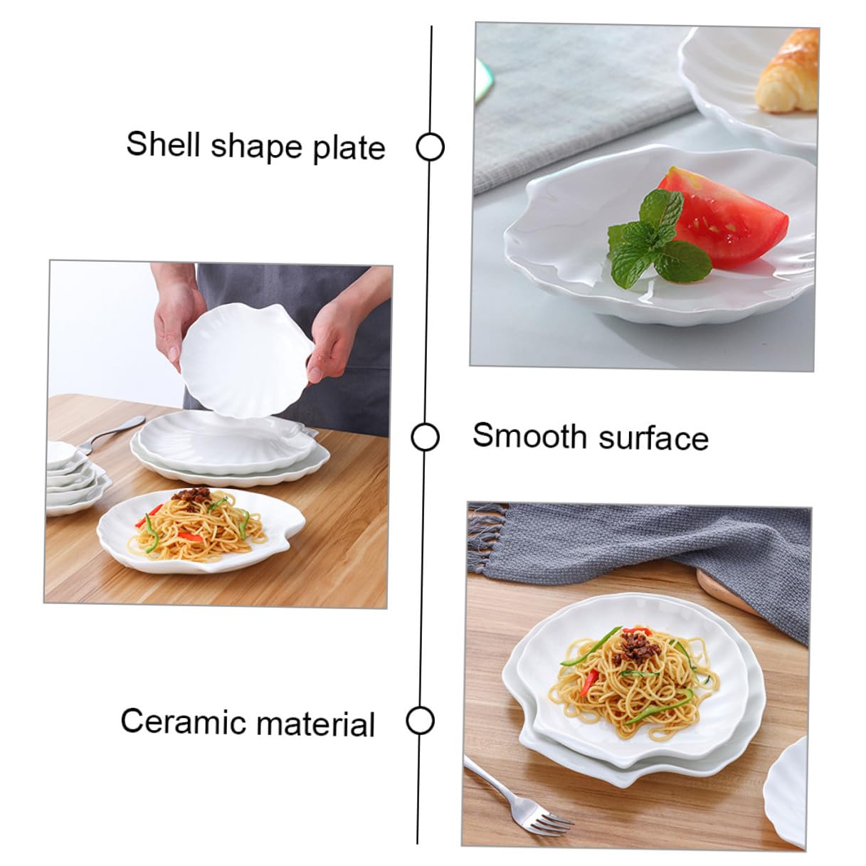 2 Pezzi Piatti da Portata in Ceramica Forma di Vassoio Decorativo Riutilizzabile per Cena per BBQ Torta Pasta Insalata Facile da Pulire e Conservare