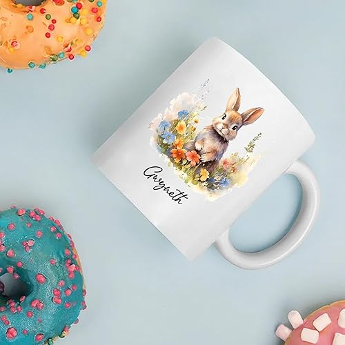 Miniatura 3 de Taza de café personalizada de conejo para bebé, taza de té blanca de conejo, divertida taza de café de cerámica de conejo regalos para niñas, hija,