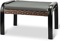 Deguifei Outdoor Patio Ottoman Footstool with Aluminum Frame, PE Rattan & Soft Removable Cushion - Brown Foot Rest for Garden Yard