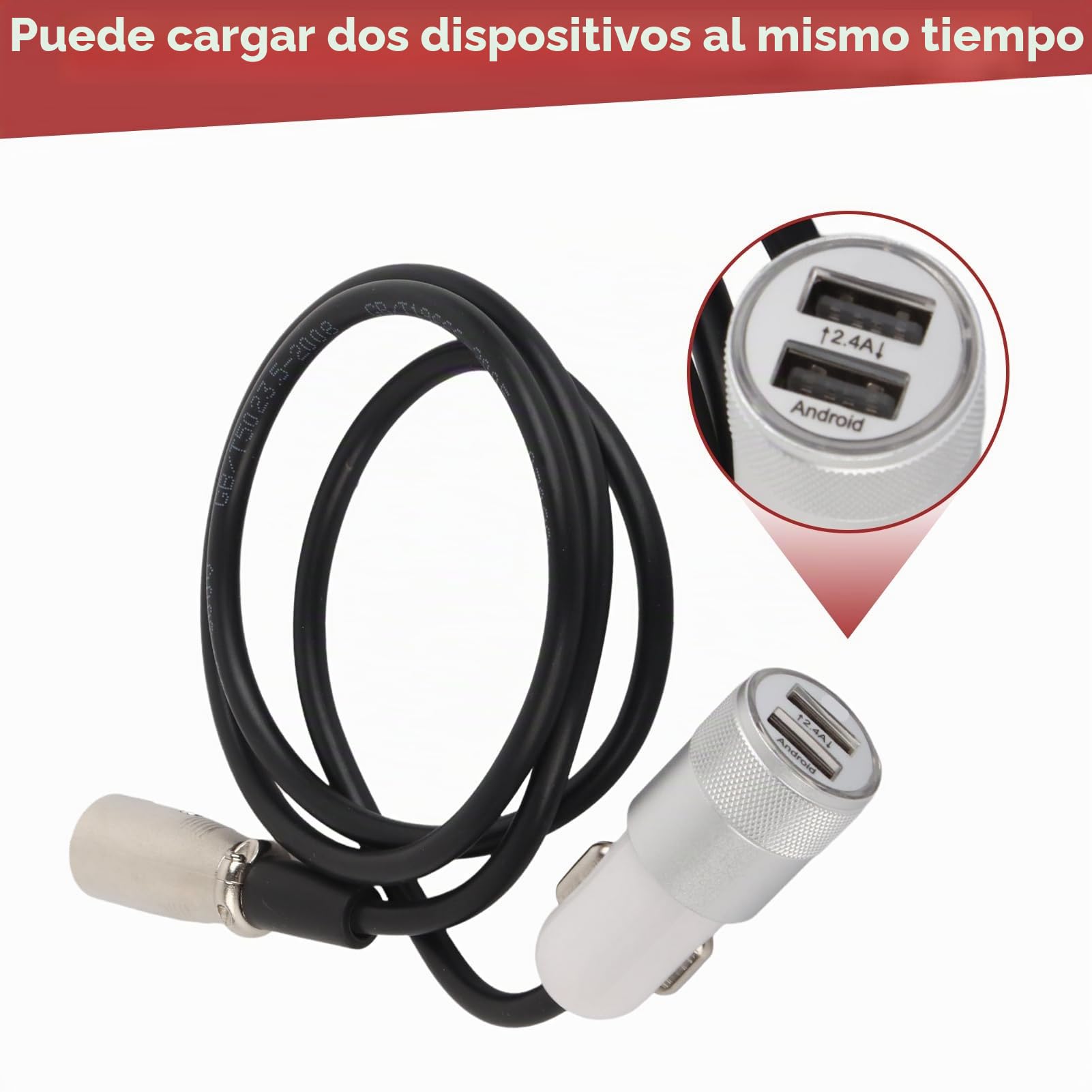 Cargador Para Silla De Ruedas Eléctrica, Cargador De Scooter De Movilidad USB 1 Para 2 Cable USB Universal De Carga Rápida De Aleación De Zinc Para Vehículos Pequeños Y Scooters Movilidad Eléctrica