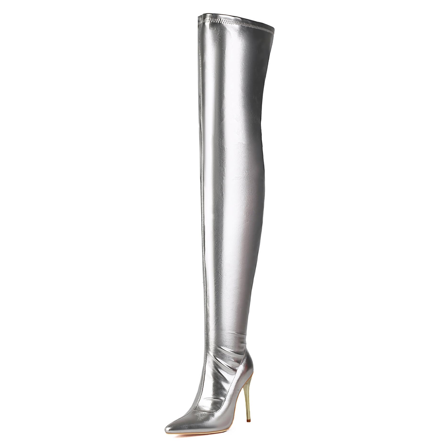 Elegant Stiletto Heel Side Zipper Women Thigh Boots