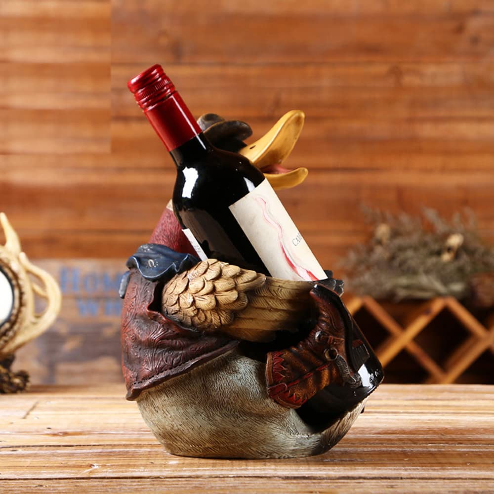 Amazon｜ZKSYLSM ワインボトルホルダー、カウボーイダック彫刻