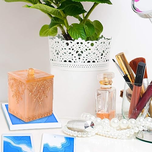 Miniatura 2 de Voyyphixa 4 moldes de resina para posavasos cuadrados de silicona para resina epoxi, moldes de resina epoxi, portavelas de bricolaje, jabonera,