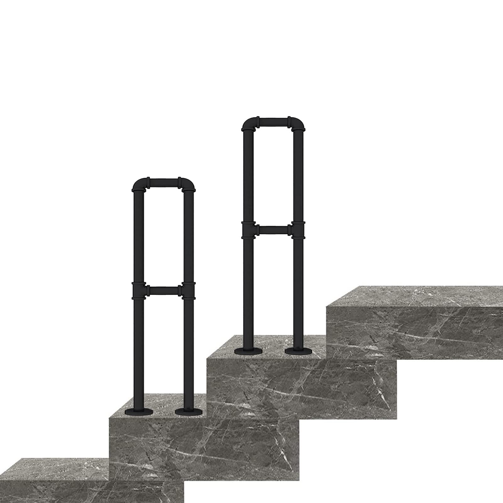 Schwarzer Moderner Handlauf – Schmiedeeisen-Treppengeländer, Sicherheits-Haltegriff Für Treppengeländer Für Terrassen, Balkone, Lofts, Korridore, Design Mit Eisenwasserrohr/45Cm(1.5Ft)