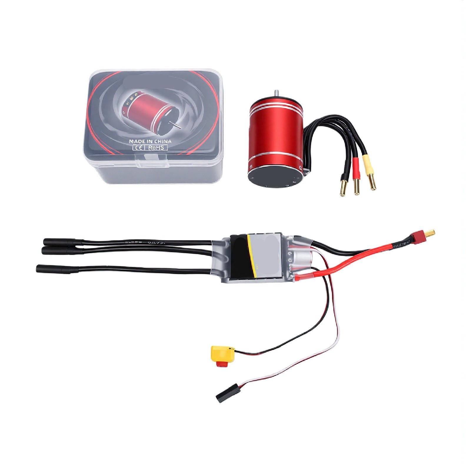 Tosuny Bezszczotkowy Silnik RC ESC Combo, 3650 3900KV Bezszczotkowy Silnik 75A ESC, Wodoodporny RC do łodzi Samochodowej w Skali 1/10 1/8, Bezczujnikowy z Radiatorem do Wyścigów Hobbystycznych