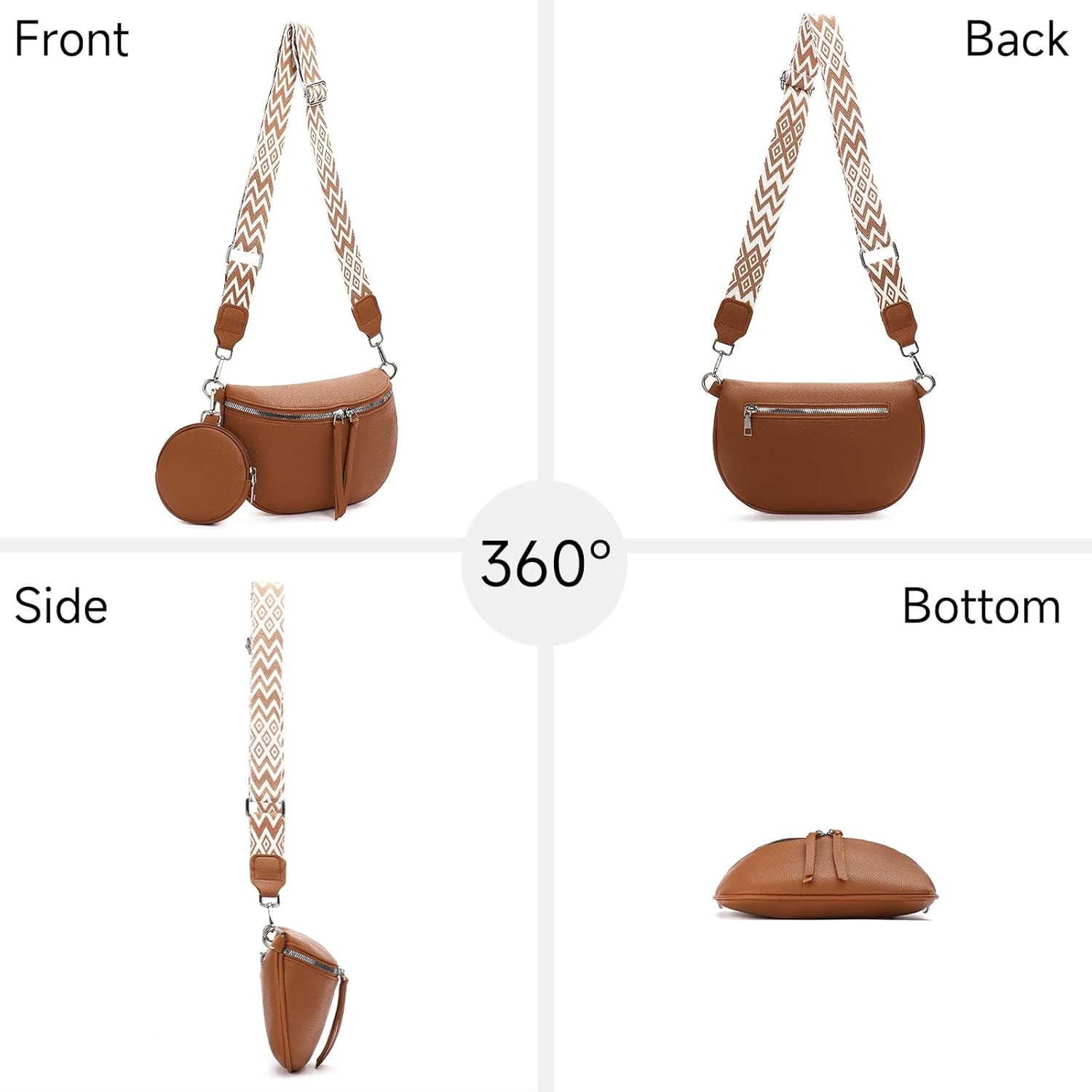 GAEKEAO Crossbody Bag for Women Bum Bag Belt Purse Spacious Handbags Vegan Leather Fanny Packs With Shoulder Strap