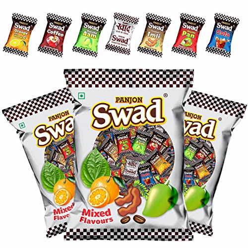 Image of Swad Mixed Candy (Kaccha Aam, Pan, Imli, Cola, Coffee, Orange with Vitamin C), 3 Pack x 50 Toffee