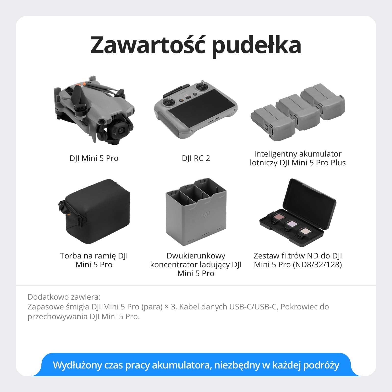 DJI Mini 5 Pro Fly More Combo Plus z DJI RC 2, dron z kamerą, 1-calowa matryca CMOS, dron 4K dla początkujących, wykrywanie przeszkód, ActiveTrack 360°, wydłużony czas pracy akumulatora, C1