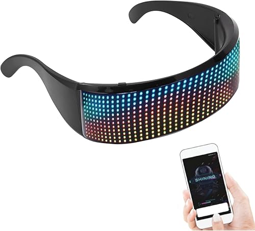 Yunir Lentes LED, Bluetooth personalizables RGB con 4 modos de visualización, alto brillo, gafas inteligentes controladas por aplicación, para