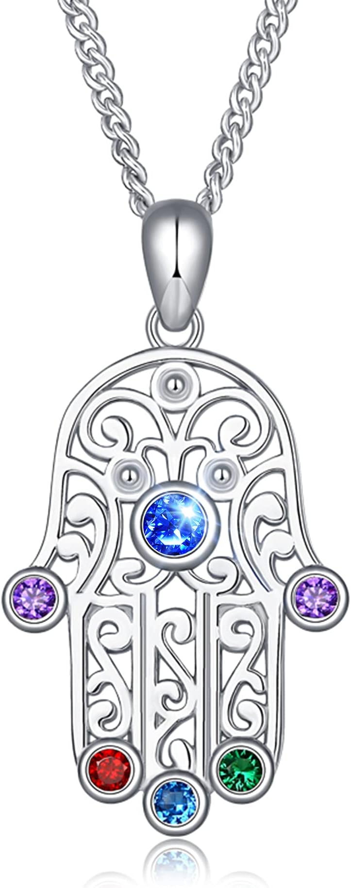 TRENSYGO925 Sterling Silver Cross Dove Hamsa Anchor Italian Horn Sun Moon Star Choker Pendant Necklace Jewelry for Women Mens