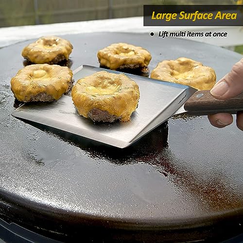 Vovoly LARGE METAL SPATULA With Full Tang Wooden Handle & Beveled Edges For Skillets, Griddles & Grills, Pancake Flipper Spatula thumb #8