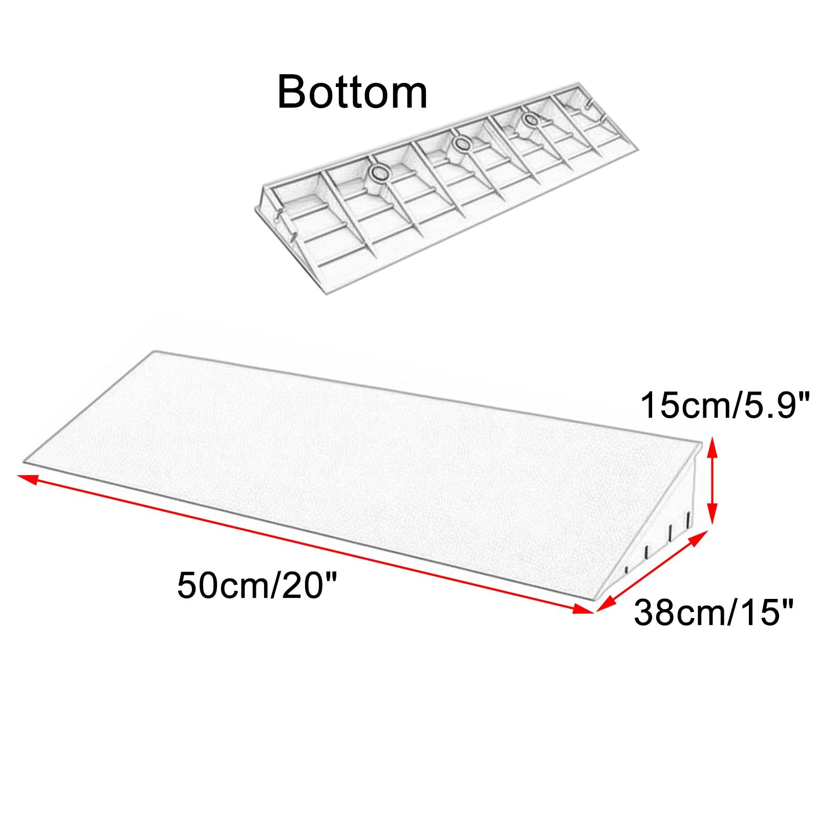 Rampe per Auto Rampe di Carico, Superficie Antiscivolo, Capacità di Carico di 1500 kg, per Banchine di Carico Biciclette Veicoli Sedie a Rotelle(Gray,50x38x15cm/20x15x5.9in)