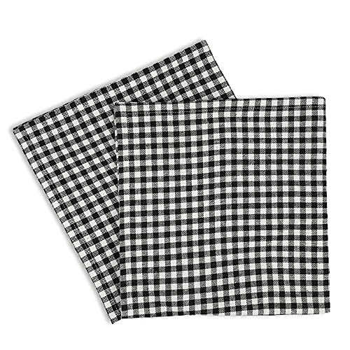 Sweet Needle Black White Vintage Farmhouse Check Cloth Napkins 20X20, Set Of 12, 100% Cotton Heavy Quality Woven Dinner Napkins For Home/Wedding/Party/Cocktail Napkins/Hotel/Restaurant/Bar/Daily Use #TOP7