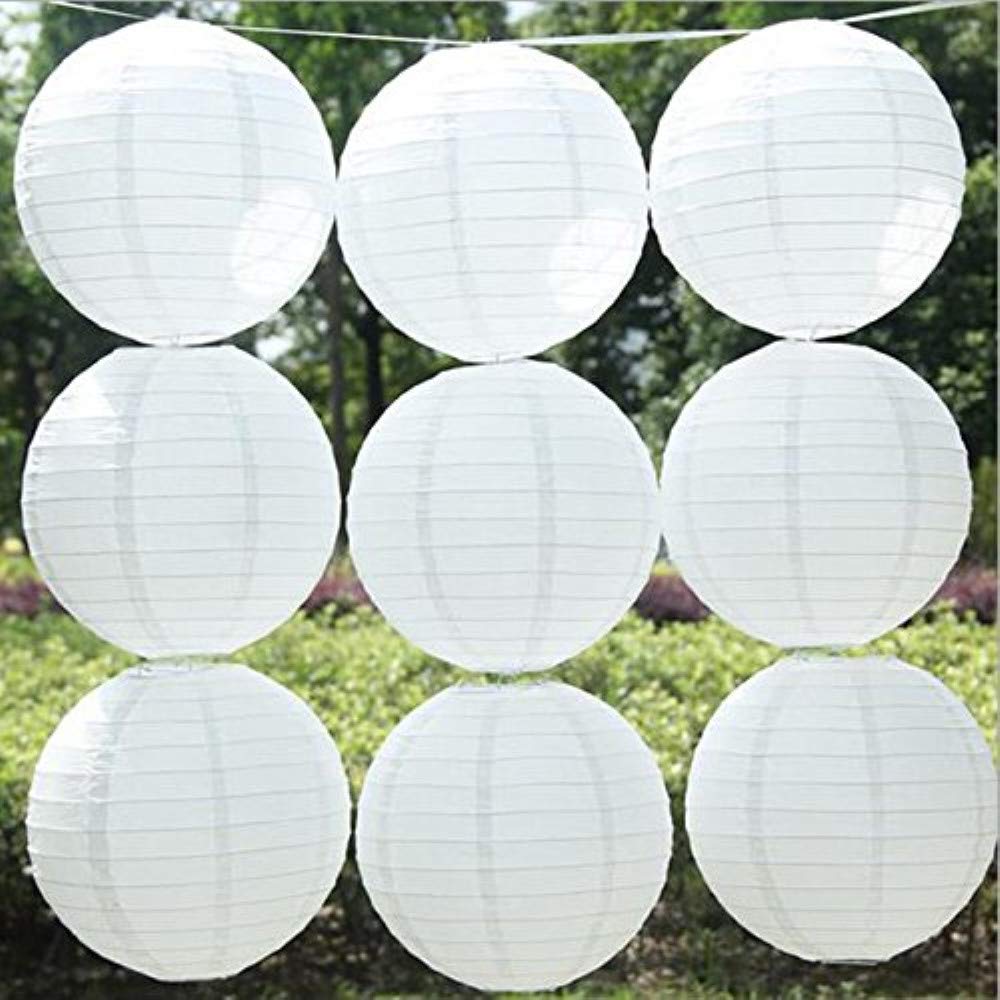 12 x e-shop2door White Round Paper Lanterns Lamp Shade Wedding Birthday Party Decorations (10")