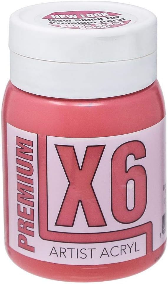Specialist Crafts X6 Premium Acryl Acrylic Colours 500ml Dark Cadmium Red Hue