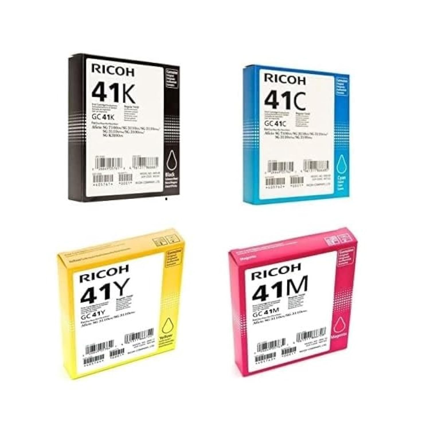 RICOH インクカートリッジ 41K 41Y 41C 41M 4色セット Amazon.com: Ricoh 405761 Black Ink Print Cartridge Type GC