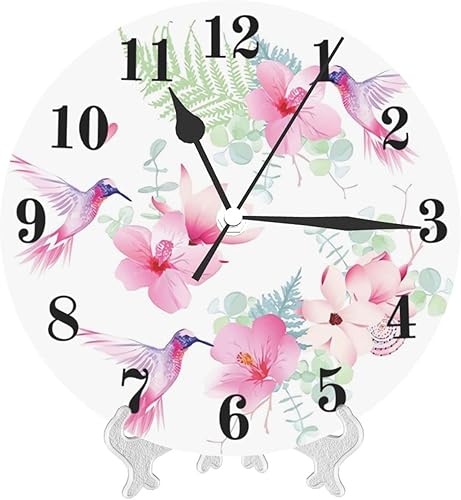 Miniatura 9 de SARNFANS Flower 10 Inch Round Wall Clock Silent Non-Ticking,Daisies on Grass,Home Decor Round Wall Clock for Living Room Home Pool Patio,Blue White