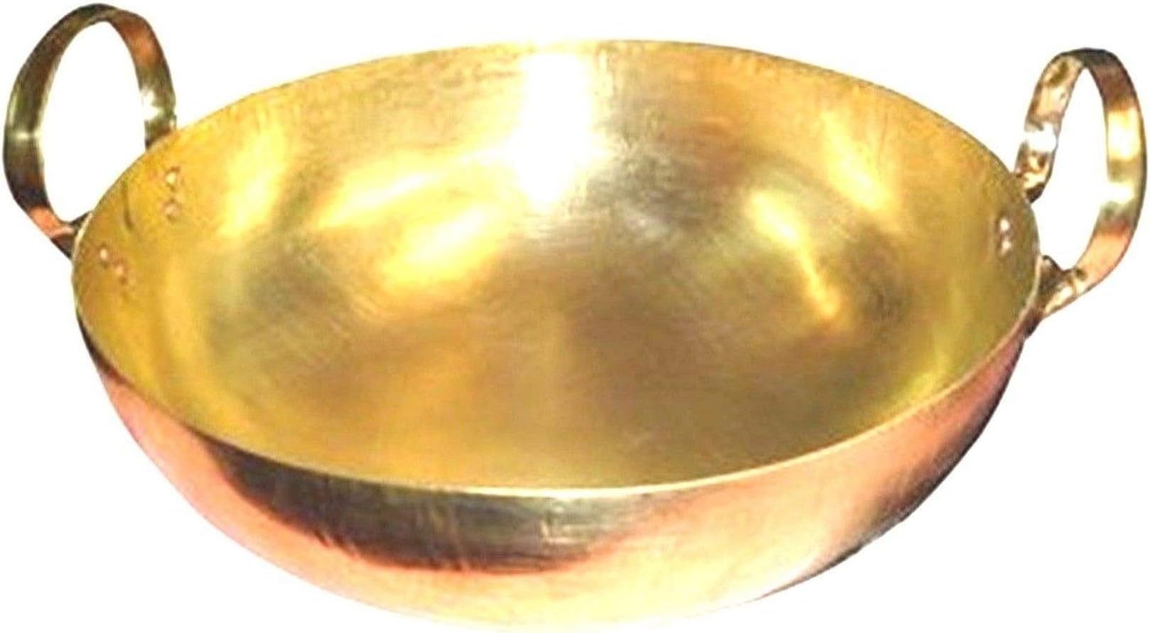 No 16 Wok Brass Pan Home Cooking Food Dessert for Thai Chinese Japanese Korean Diameter 13.5 inches