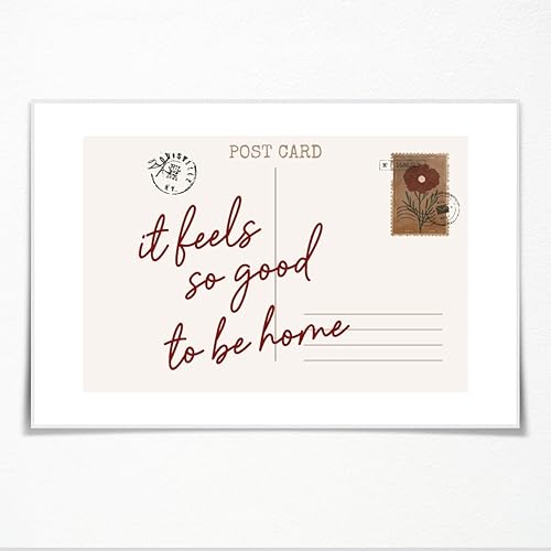 Póster de postal vintage con texto en inglés It Feels Good to Be Home (It Feels Good to Be Home), impresión en lienzo minimalista, pintura estética