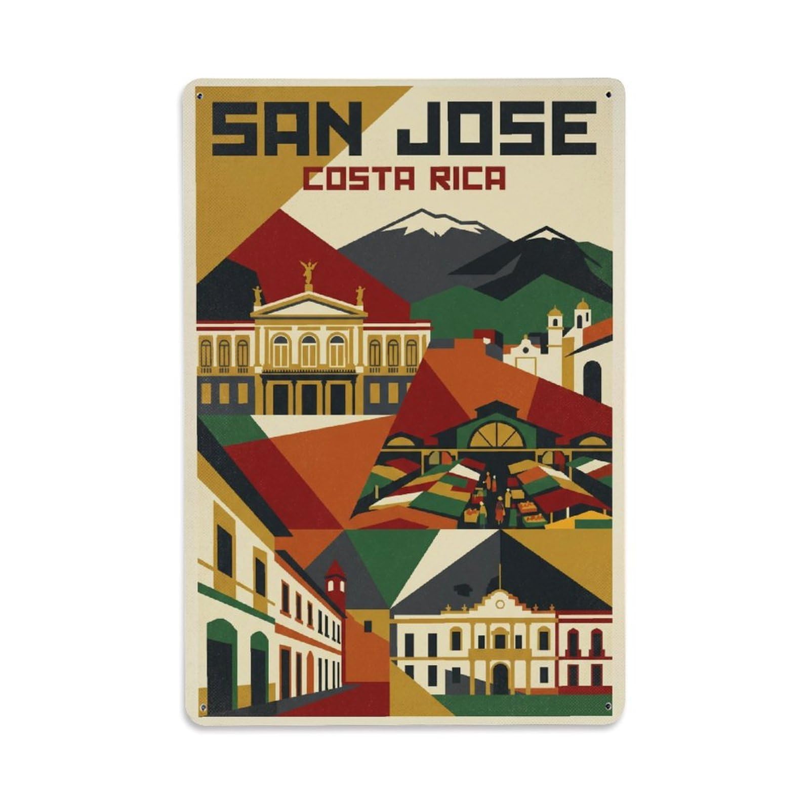 Vintage Travel Costa Rica San Jose Metal Tin Sign