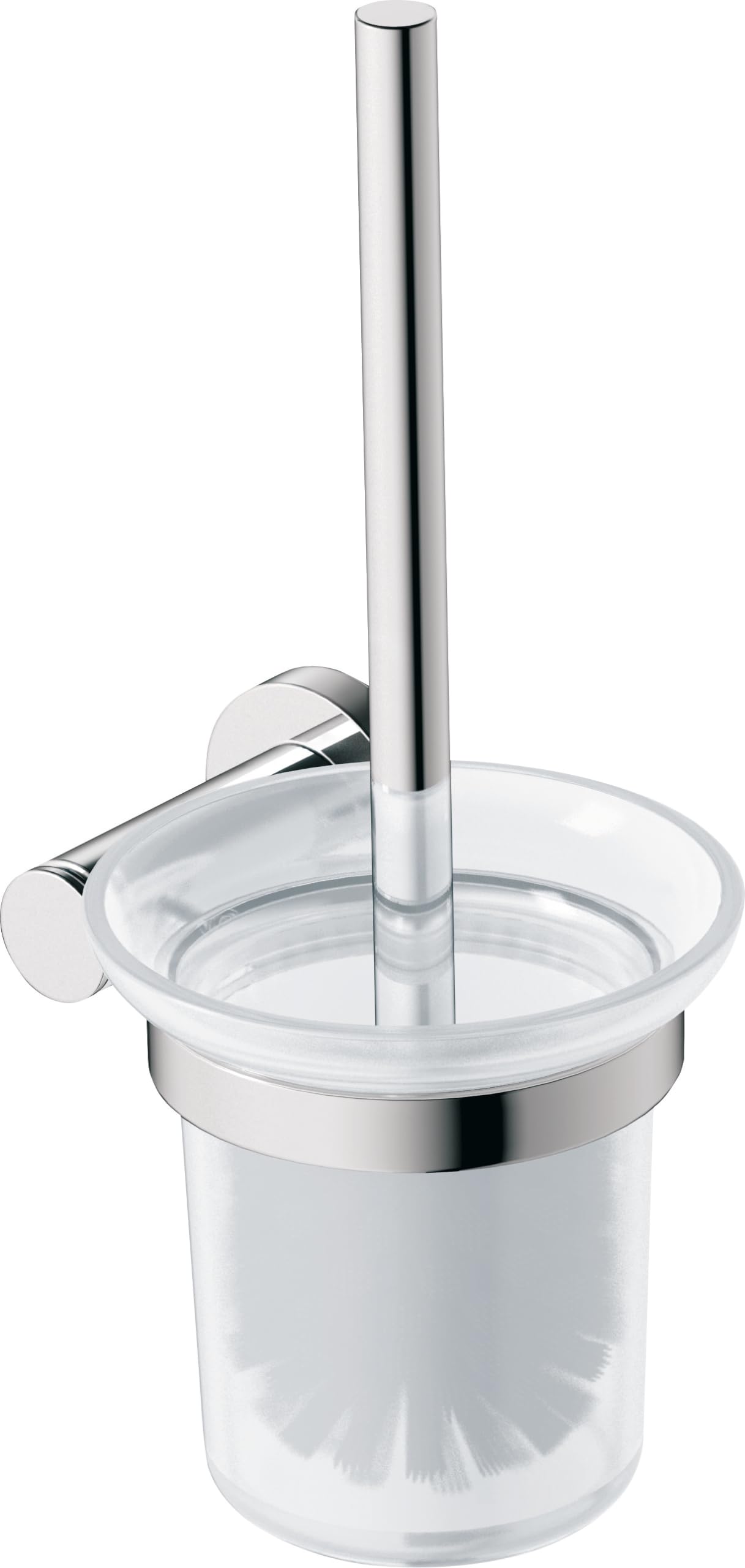 Duravit 0099271000 D-Code Toilet Brush Holder, Wall Mounted, Frosted Glass, Chrome Finish