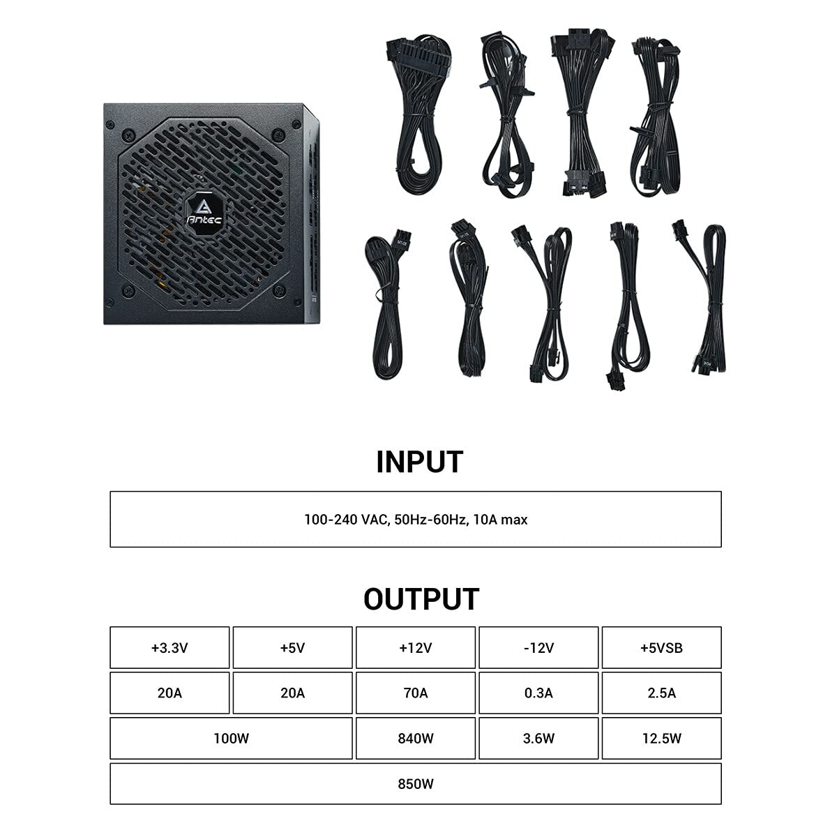 Antec NE850G M 電源ユニット フルモジュラー 出力850W