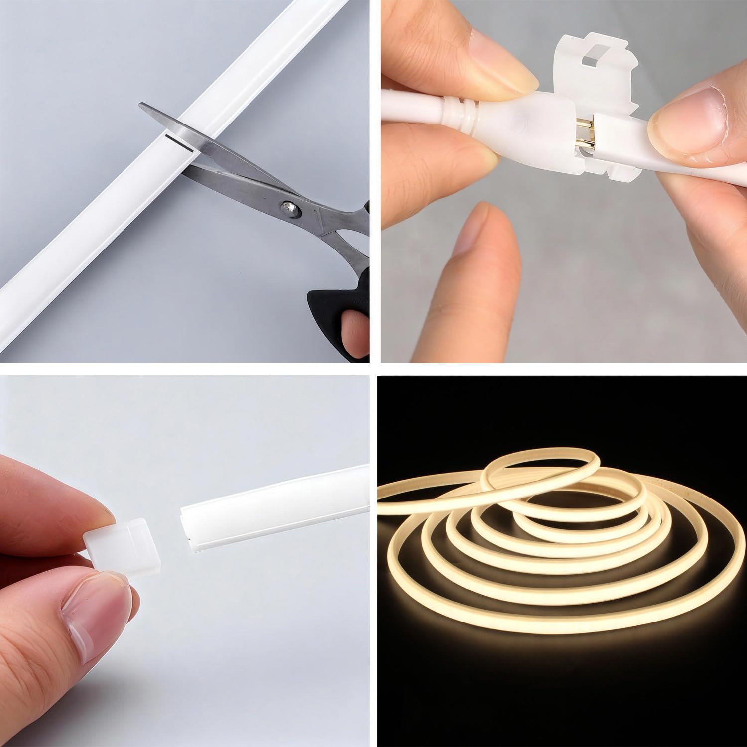 Striscia LED COB 10 m, 230 V, collegamento diretto a LED, impermeabile, autoadesiva, per esterni, flessibile, 4000 K, colore bianco naturale per interni ed esterni, illuminazione