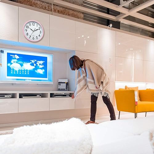 Miniatura 5 de Reloj de pared silencioso Dreamsky sin tictac cara de 10 pulgadas de largo con excelente marco azul marino y cubierta de vidrio resistente al polvo