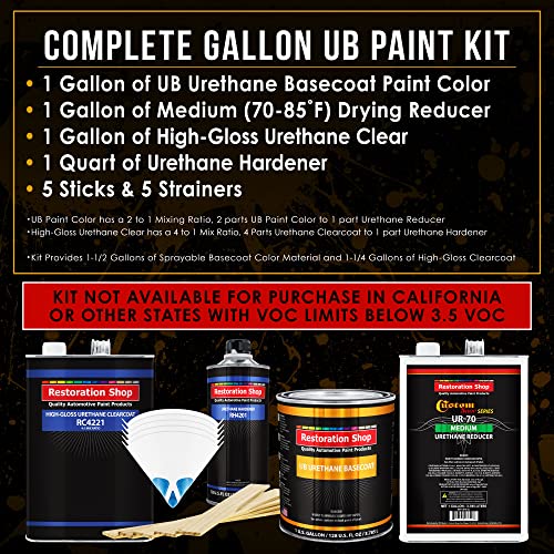 Restoration Shop - British Racing Green Metallic Urethane Basecoat With Clearcoat Auto Paint - Complete Medium Gallon Paint Kit - Professional High Gloss Automotive, Car, Truck Refinish Coating #TOP1