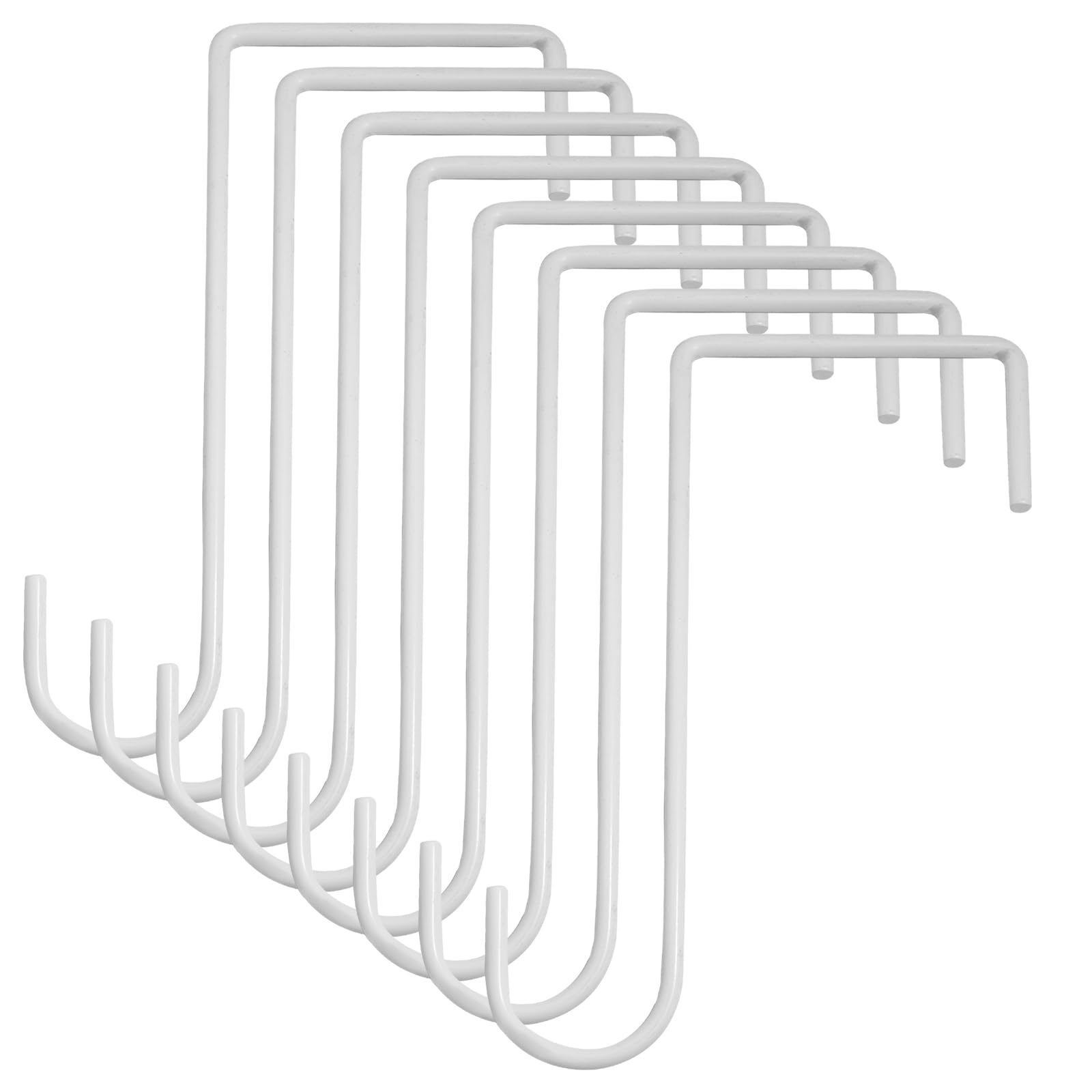 Uenhoy 8 Pack Vinyl Fence Hooks 3 x 8 Inches, White Patio Hooks Fence Hook Hangers for Indoor & Outdoor Hanging Plants, String Lights, Bird Feeder, Pool Equipment
