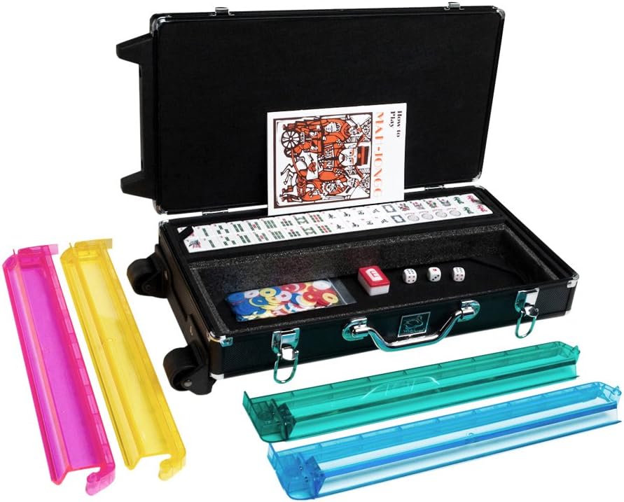 Black Friday Sale 2022 American Mahjong Set - Wheeled Aluminum Case - (White Tiles, Pusher Arms, Black Color) - White Swan Mah Jongg 80% Off Discount American Mahjong Set - Wheeled Aluminum Case - (White Tiles, Pusher Arms, Black Color) - White Swan Mah Jongg