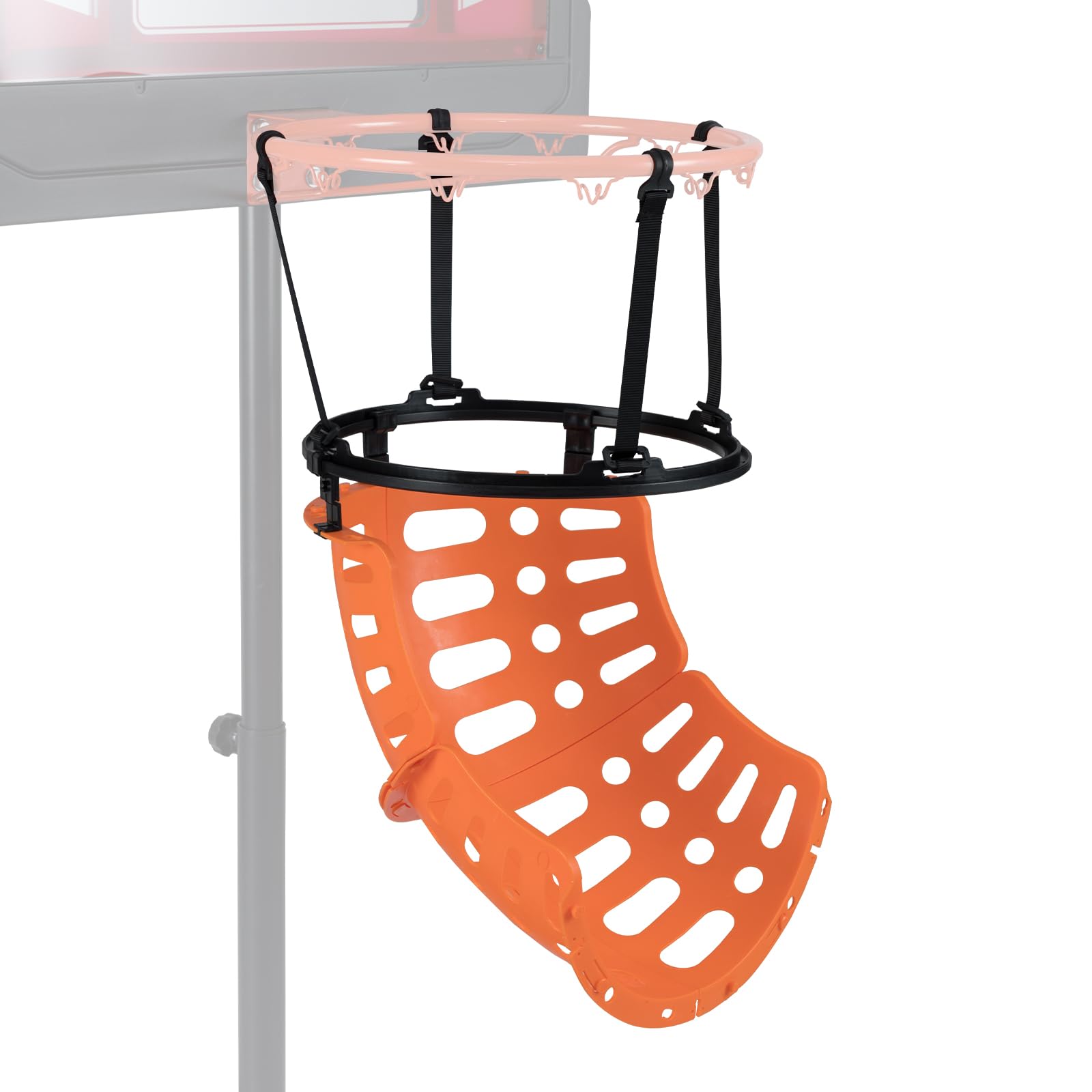 SPOTRAVEL Basketball Rebounder, 360° Rotatable Basketball Return Attachment with 4 Hooks, Basketball Trainer Return System for Shooting Practice