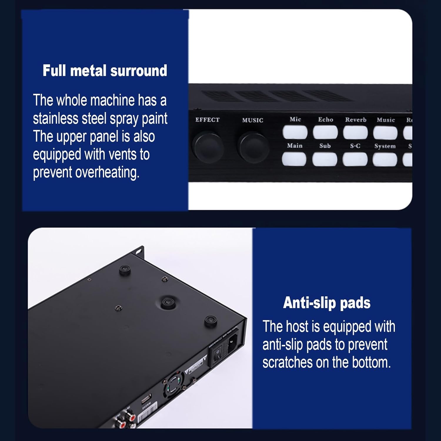 Procesador De Audio Digital Profesional X5 Karaoke, Dsp con Reverberación Digital Y Función Anti-acople, Pantalla LCD, 3 Canales para Micrófono, Compatible con Salida De 5.1 Canales, para