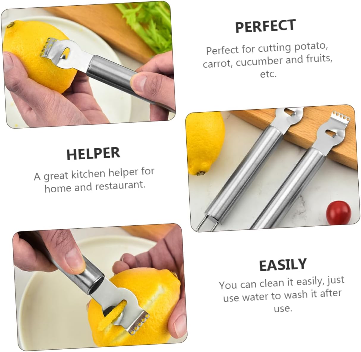 3Pcs Stainless Steel Zester Grater Peeler for Lemon, Cheese, Vegetables