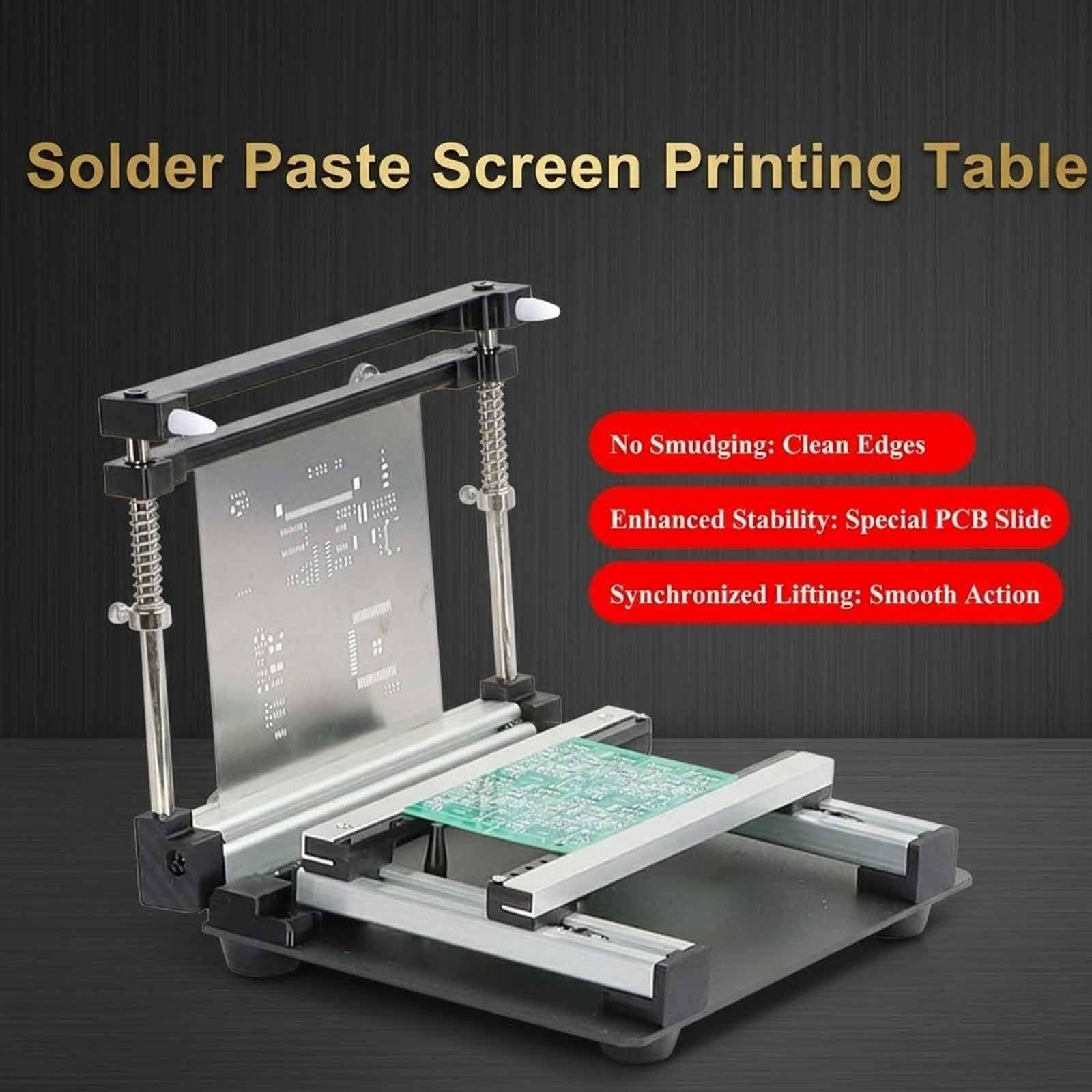 Impresora de plantillas PCB, estación de impresión manual de pantalla pequeña, grosor ajustable, impresora de pasta de soldadura de malla de acero de alta precisión para producción de volumen medio