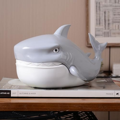Miniatura 7 de HAUCOZE Estatua de tiburón, plato para llaves, cuenco para llaves, escultura moderna, accesorios de decoración del hogar, arte pop artes, tarro de